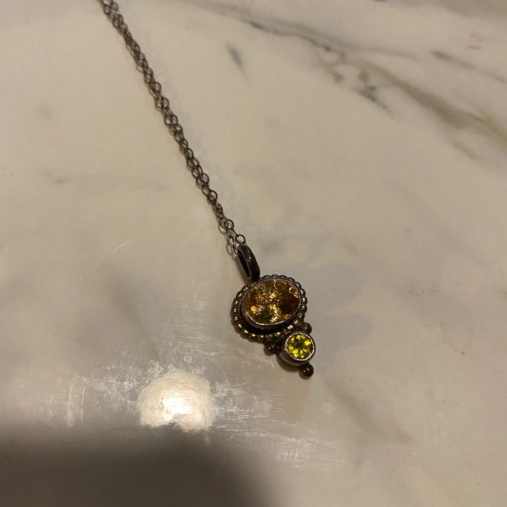 Yellow and green amethyst necklace